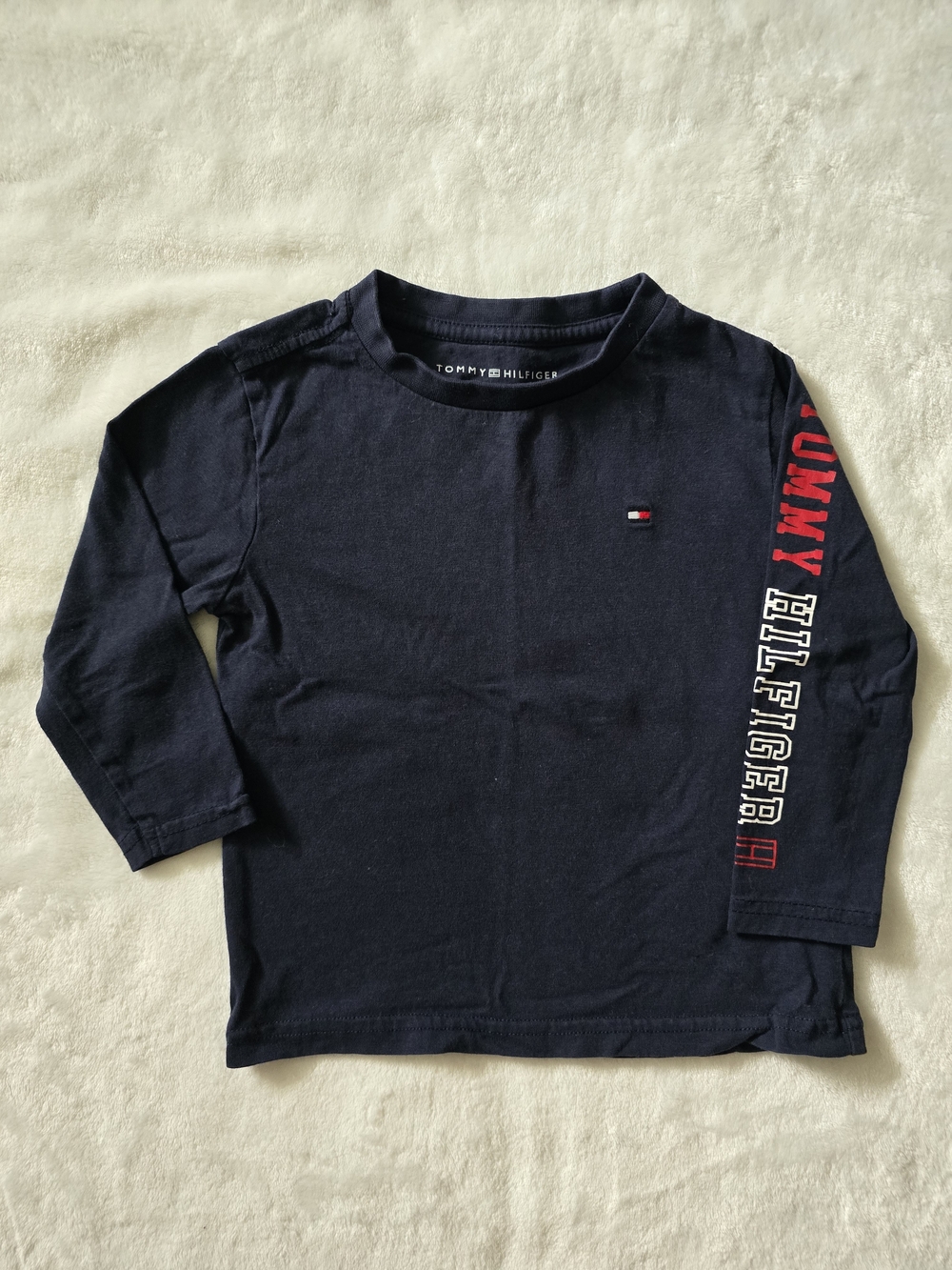 Tommy Hilfiger Navy Long-Sleeve Kids W/ Sleeve Logo - Size 2T